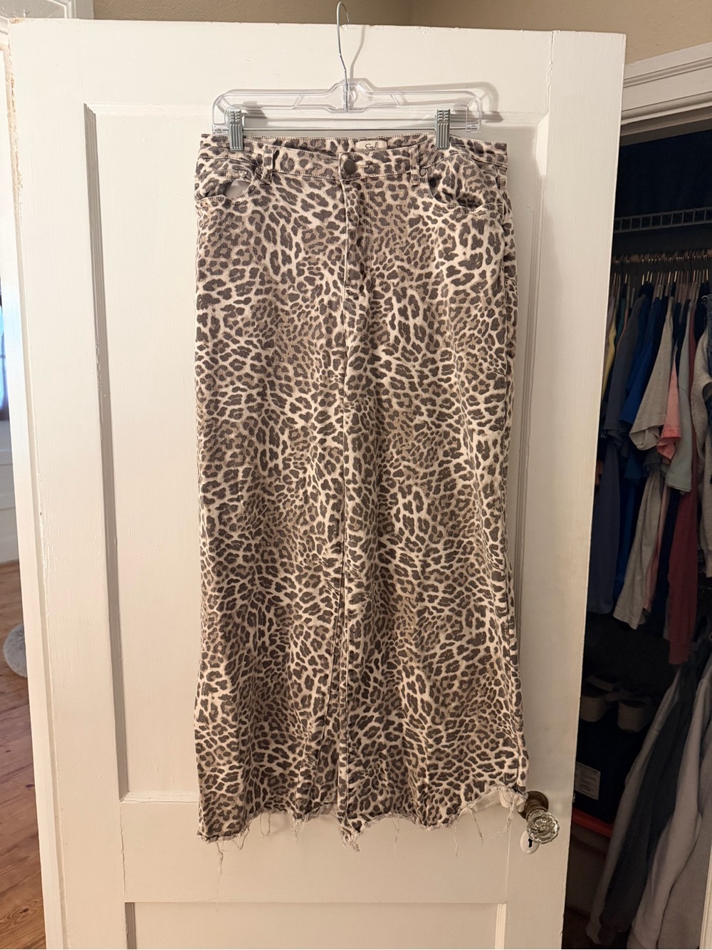 Easel Leopard Print Wide Leg Jeans